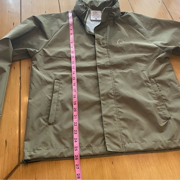 Wind Breaker Athletic Jacket Ducks Unlimited Hood Pockets Khaki M-L - Picture 10 of 12